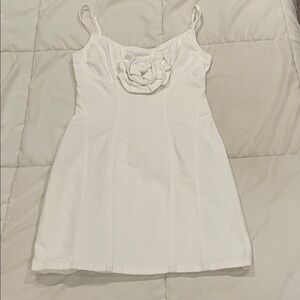 Express White Rosette Denim Dress